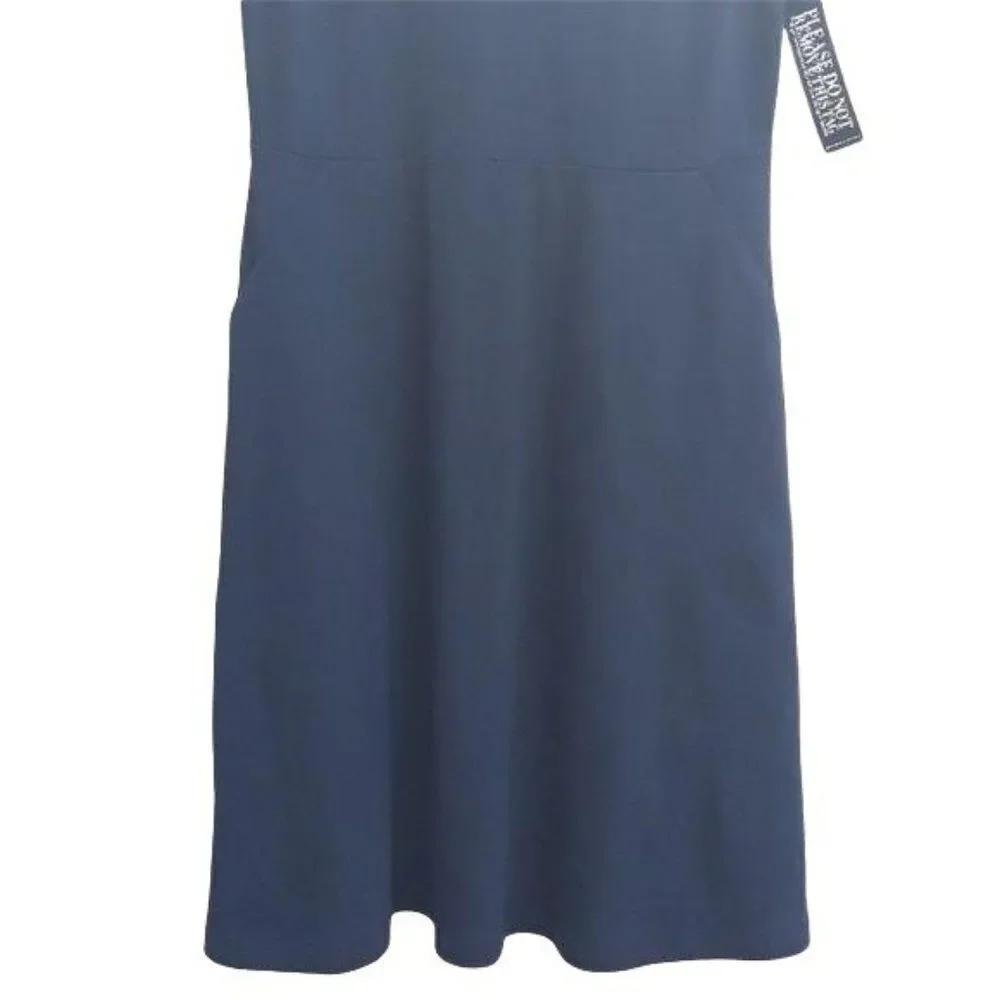 New York & Company Dress Sleeveless Fit Flare‎ Midi Pockets Cotton Black XS